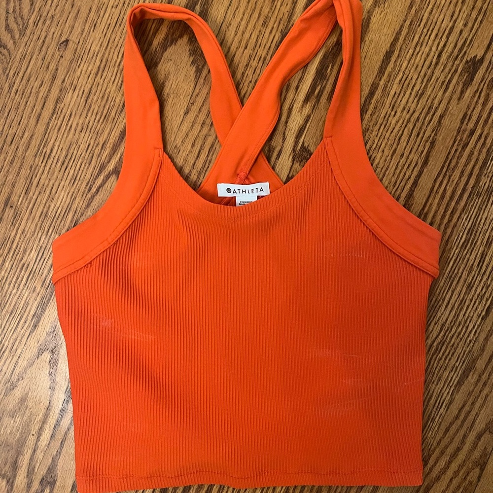 Athleta Orange Ribbed Tank Top